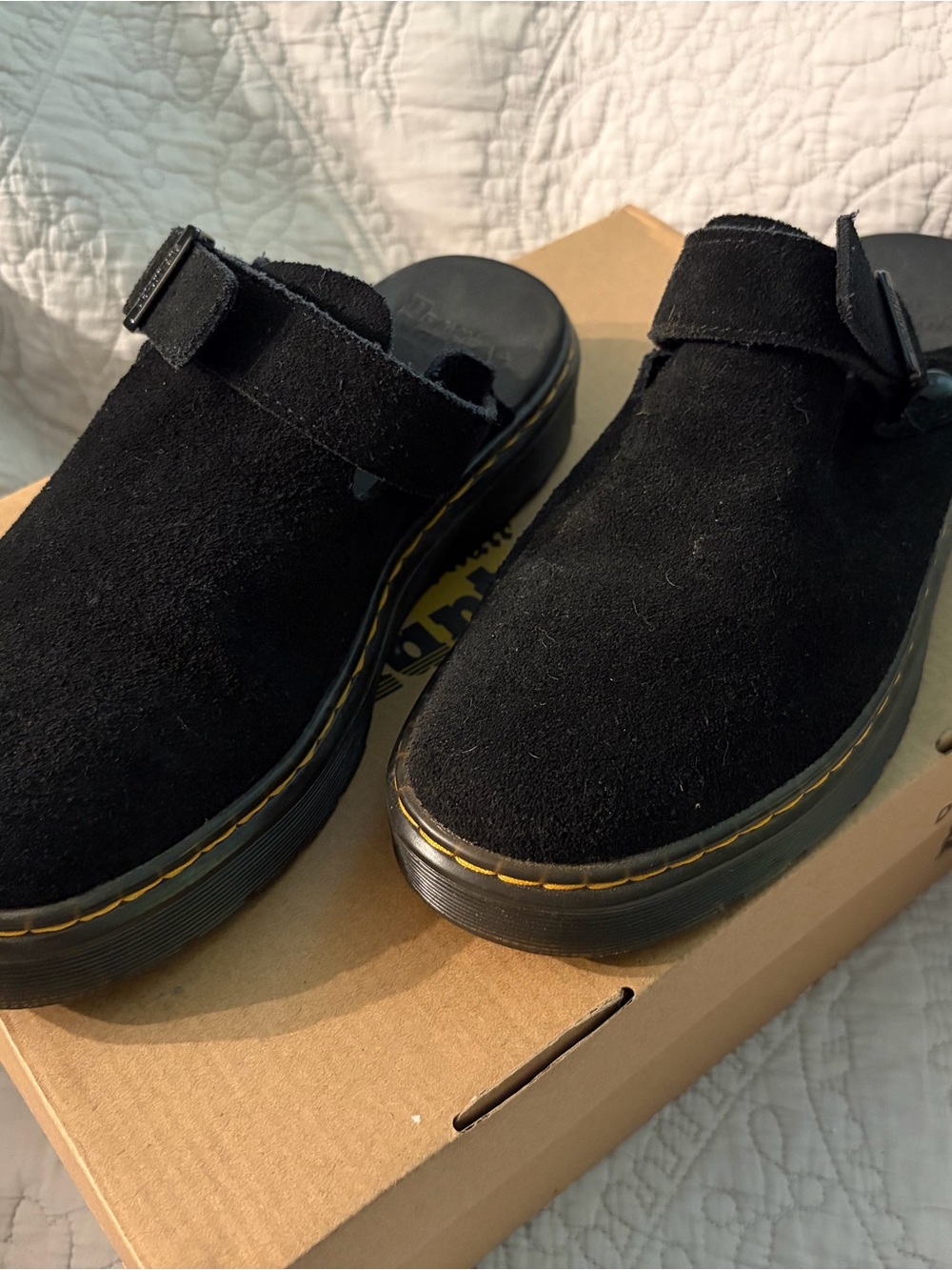 Dr. Martens Carlson Black Suede Clog Mules